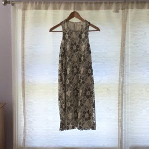 Grey and white embroidery dress